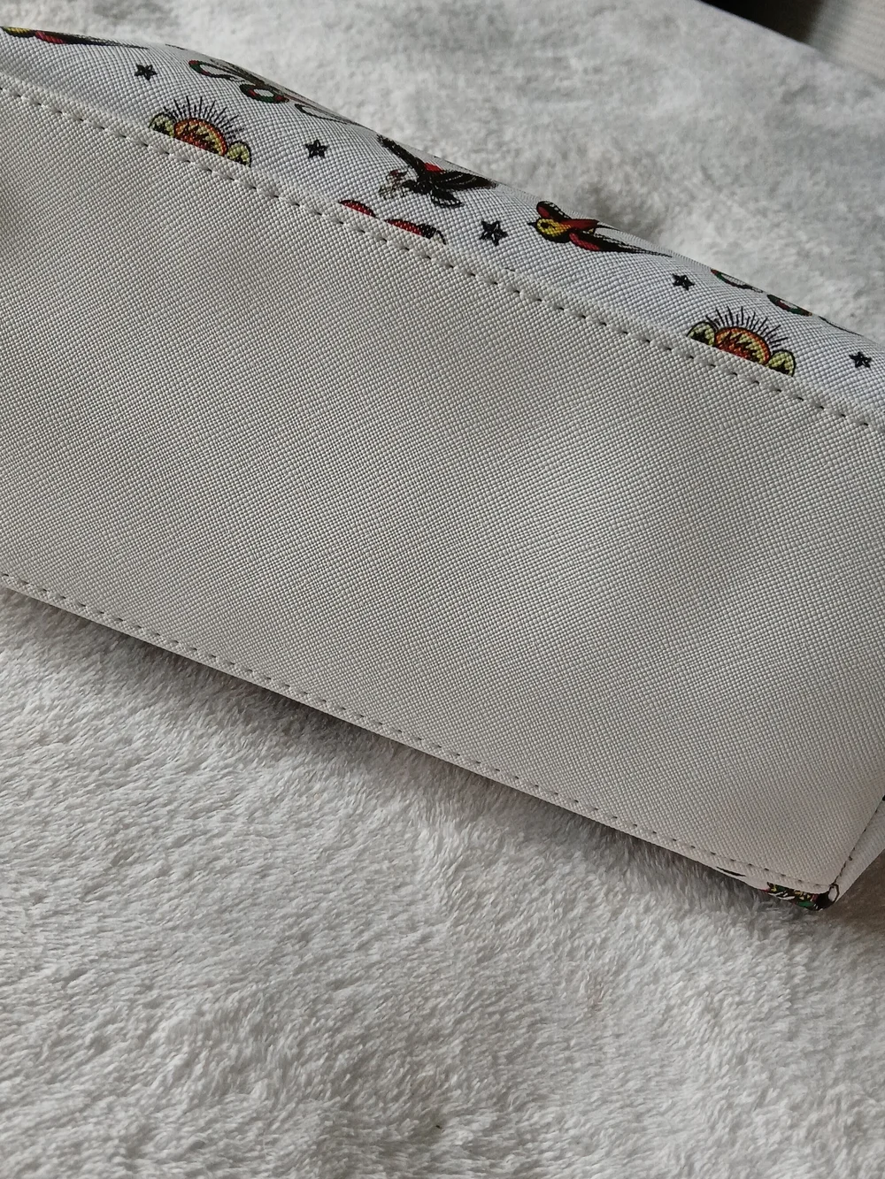 Ed Hardy LARGE White Cosmetic Pouch with Tattoo Motif [NEW WITH TAGS!]